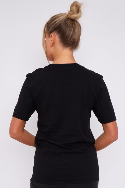 Black Logo Short Sleeve Round Neck T-Shirt