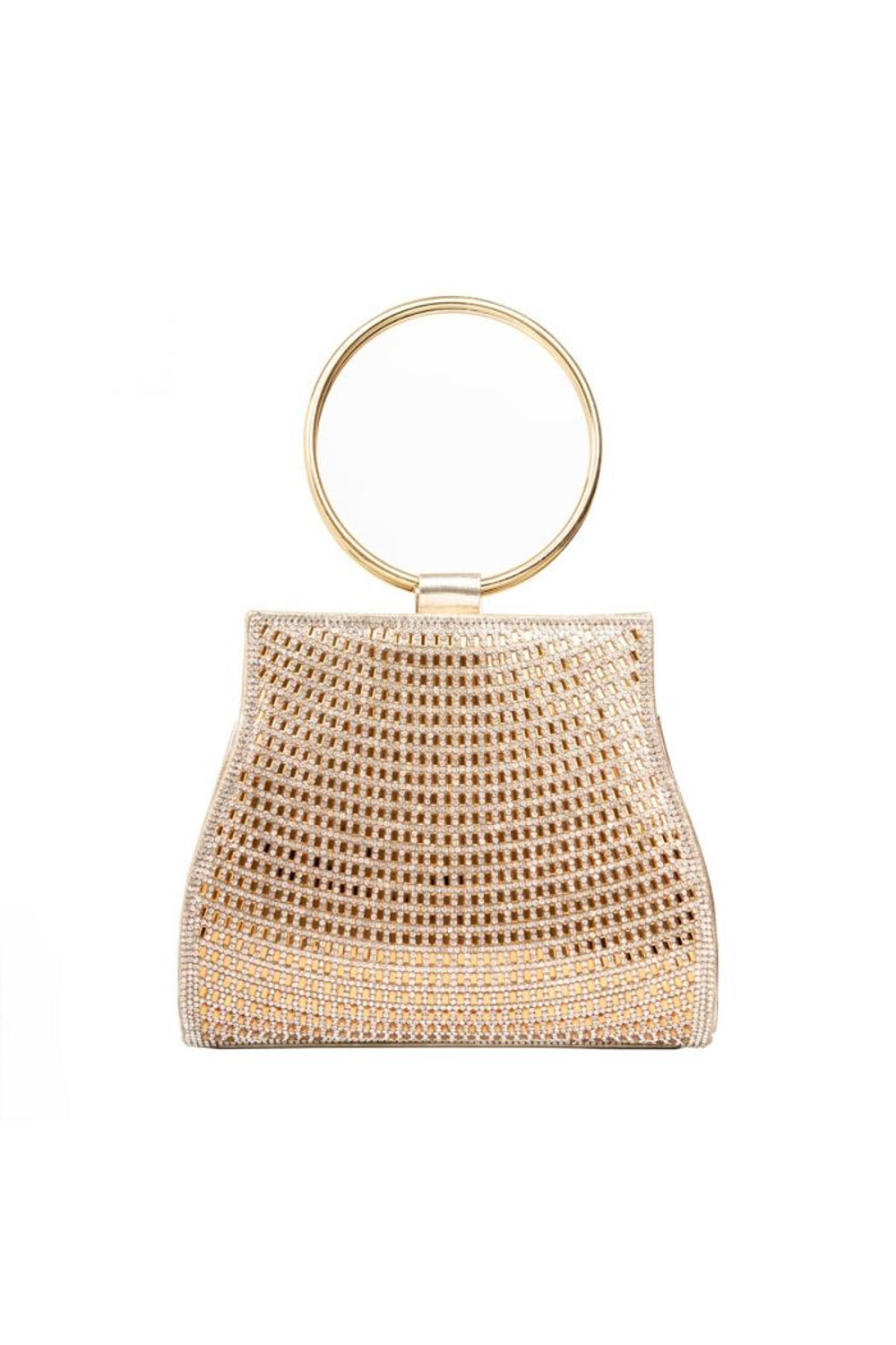 Gold Diamante Clutch Bag with Top Handles
