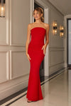 Selene Red Bandeau Maxi Dress With Knot Detail