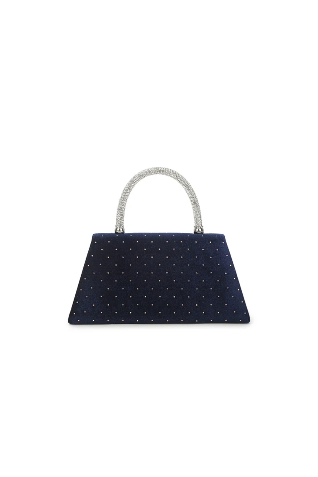 Navy Embellished Velvet Small Top Handle Evening Bag
