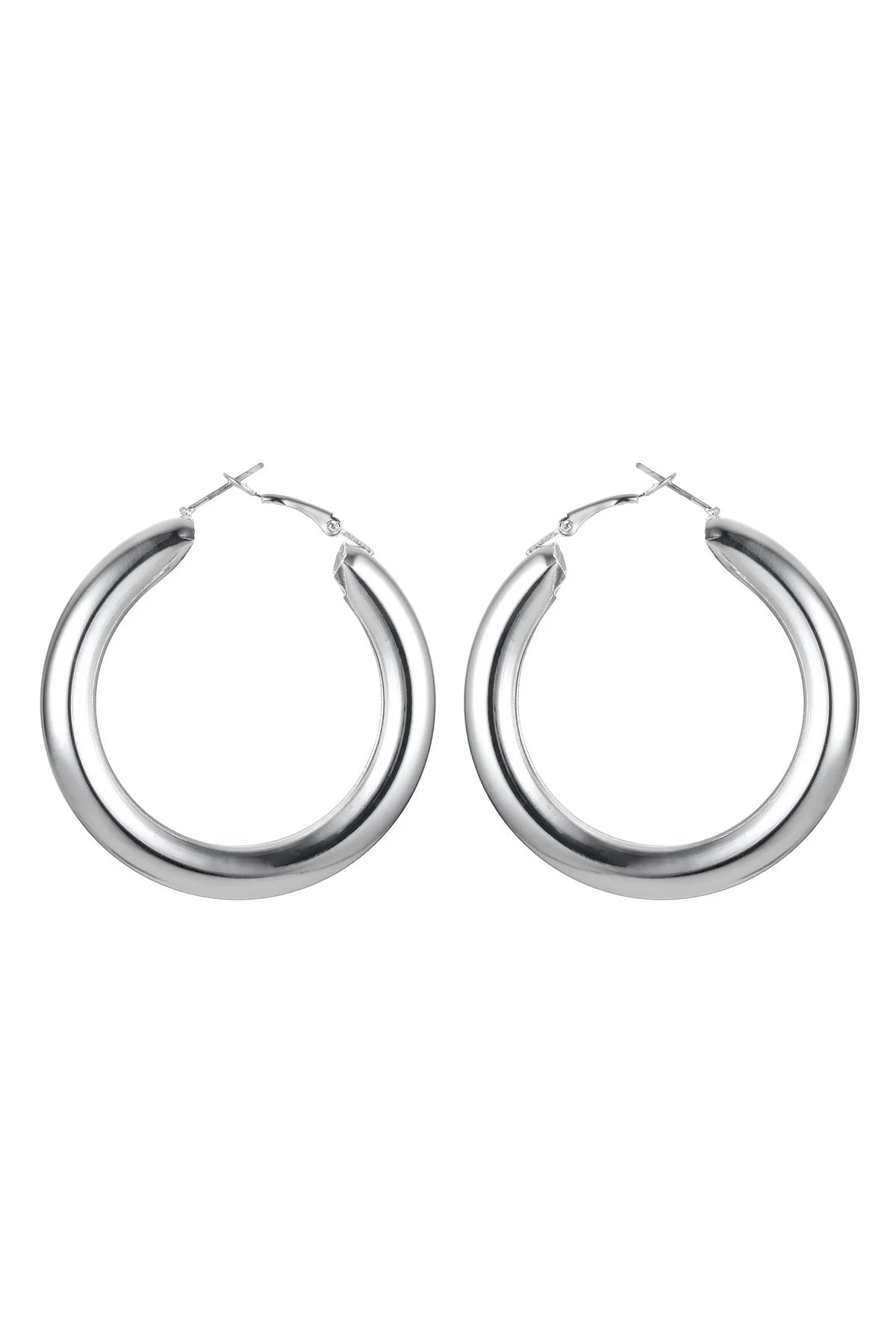 Silver Tone Chunky Hoop Earrings