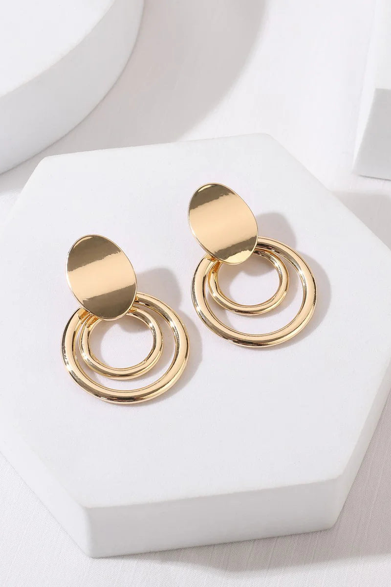 Gold Tone Double Circle Hoop Earrings
