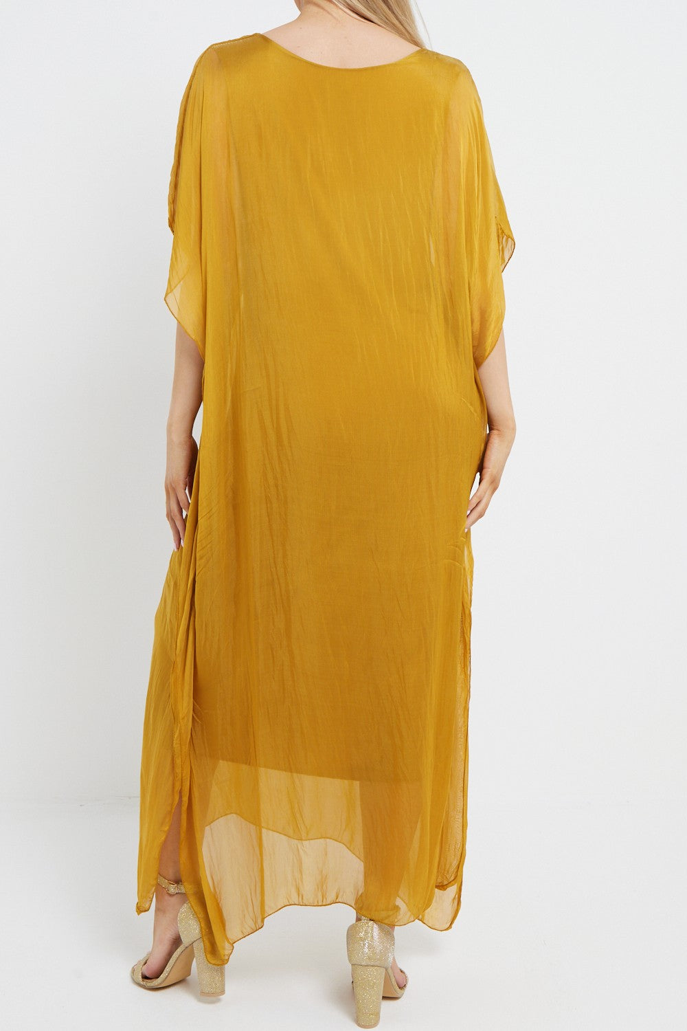 Gold Silk Maxi Kaftan Dress