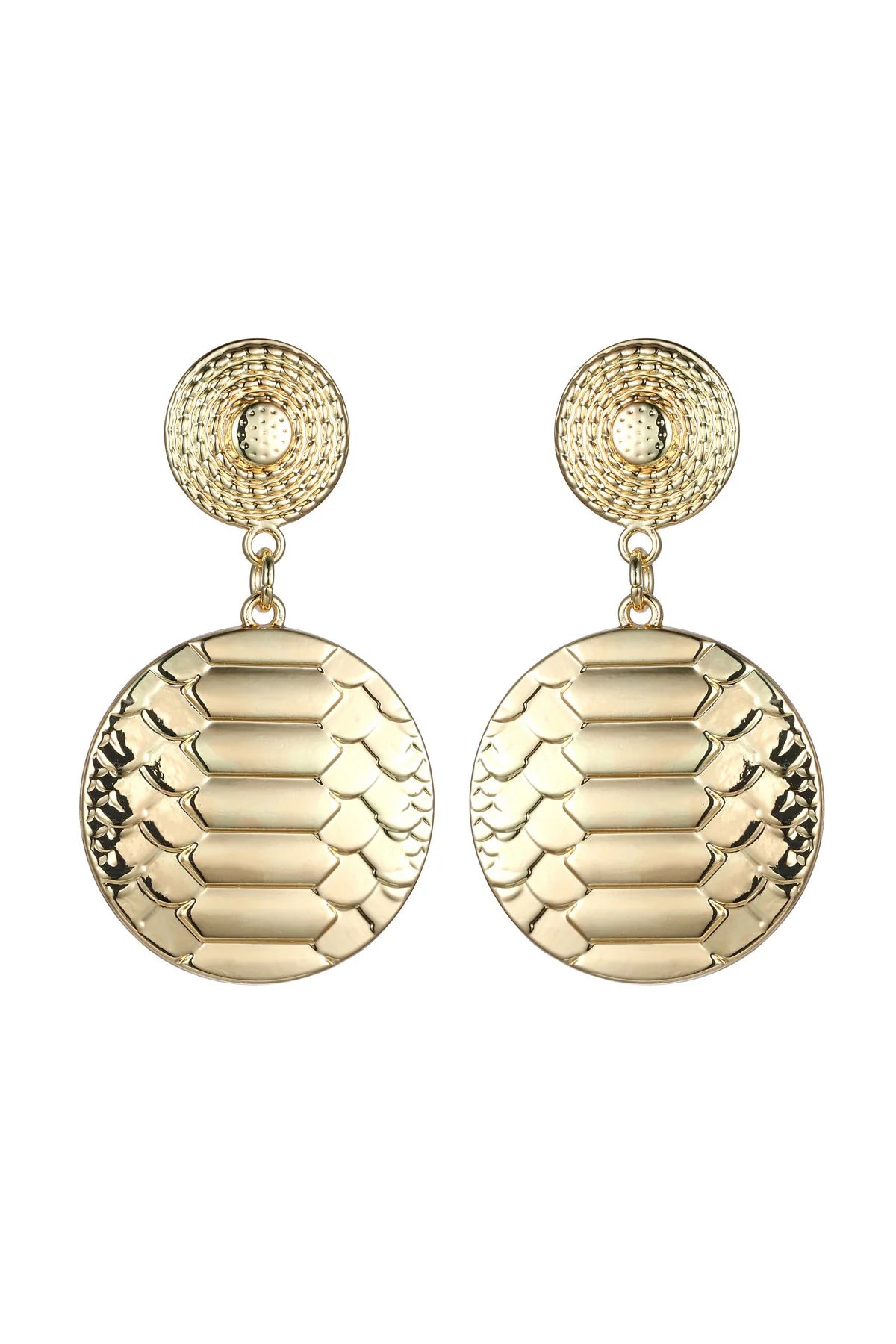 Gold Tone Snake Print Earrings