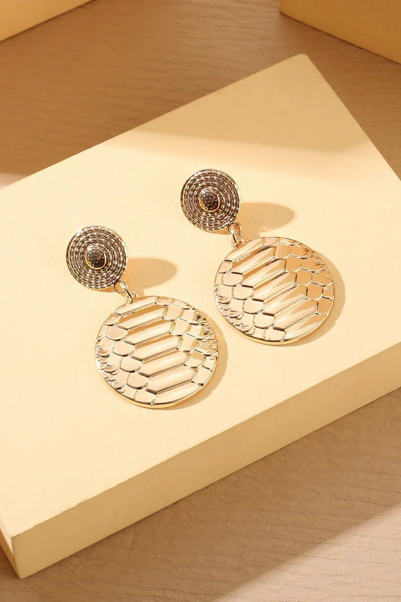 Gold Tone Snake Print Earrings