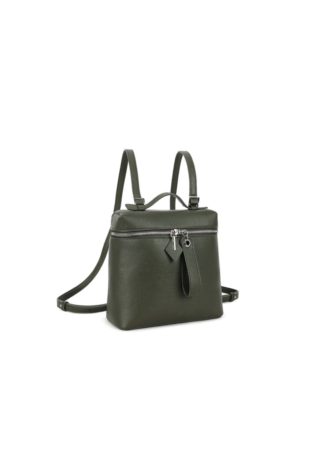 Olive Green Faux Leather Backpack