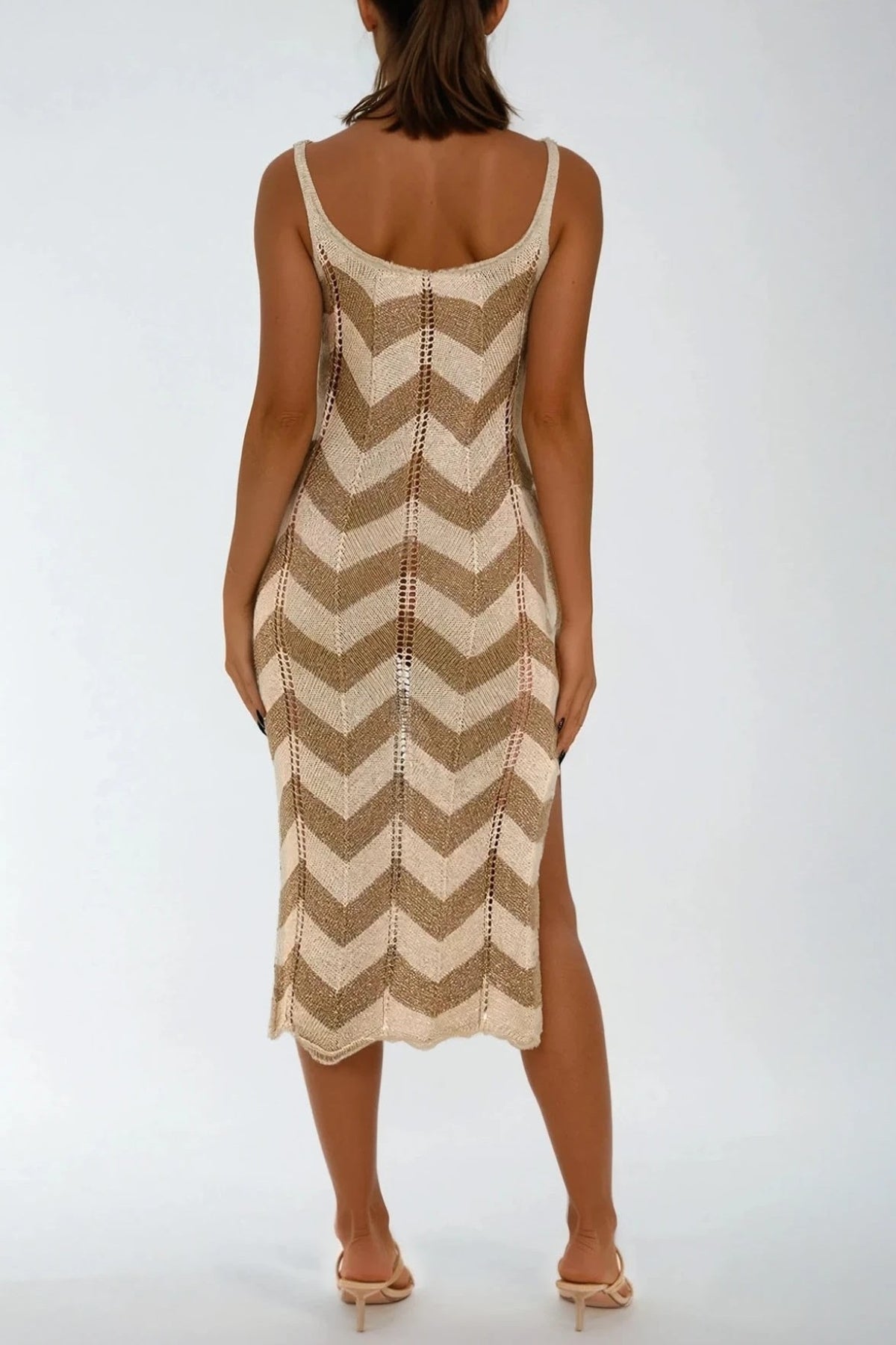 Beige Beach Knitted Midi Dress