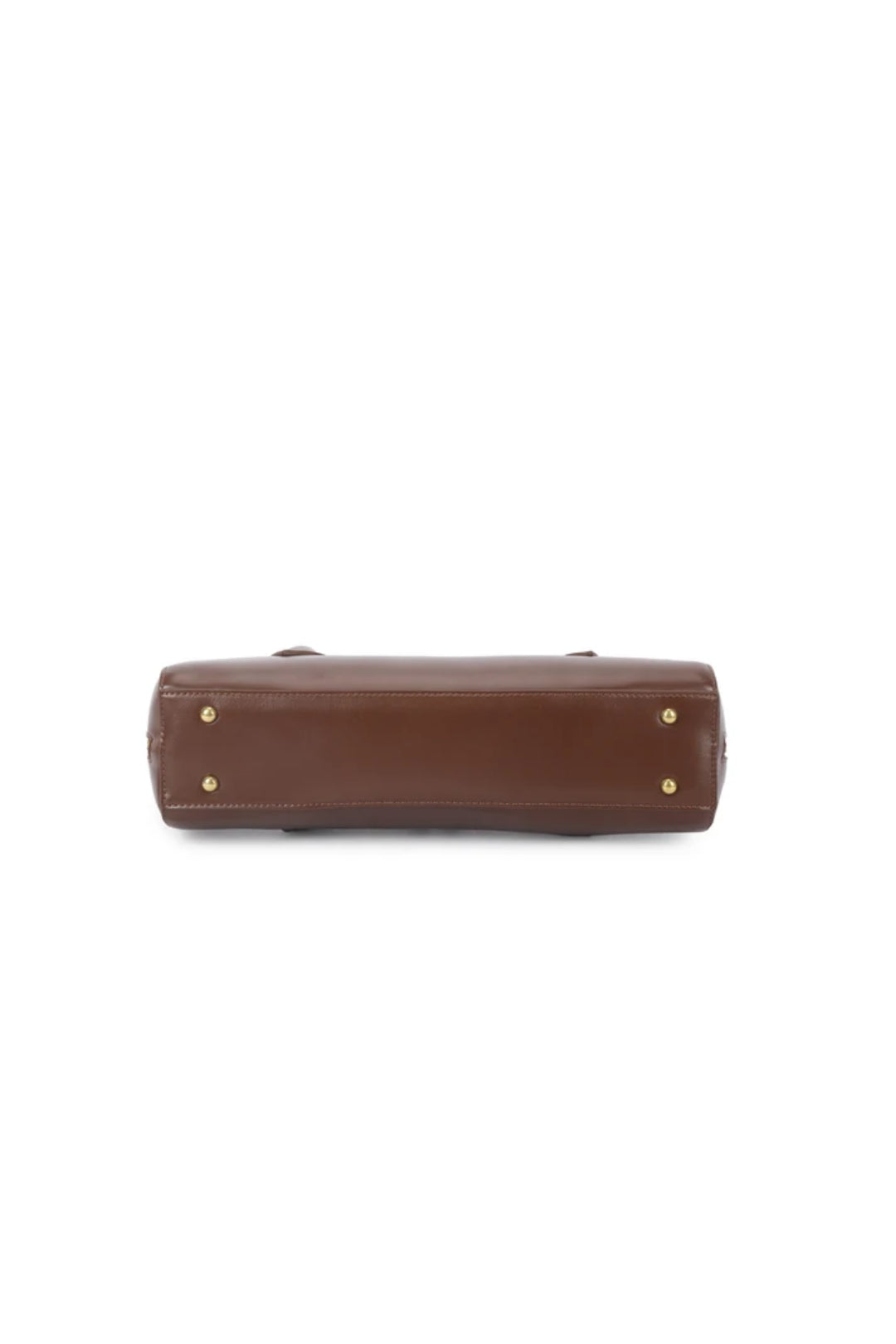 Brown Faux Leather Top Handle Shoulder Bag