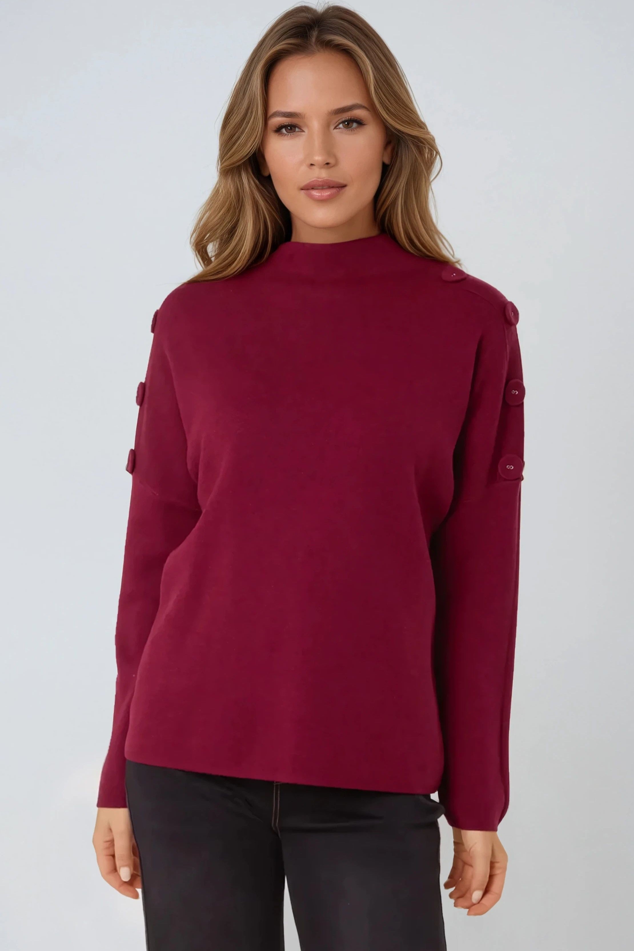 Wine High Neck Jumper