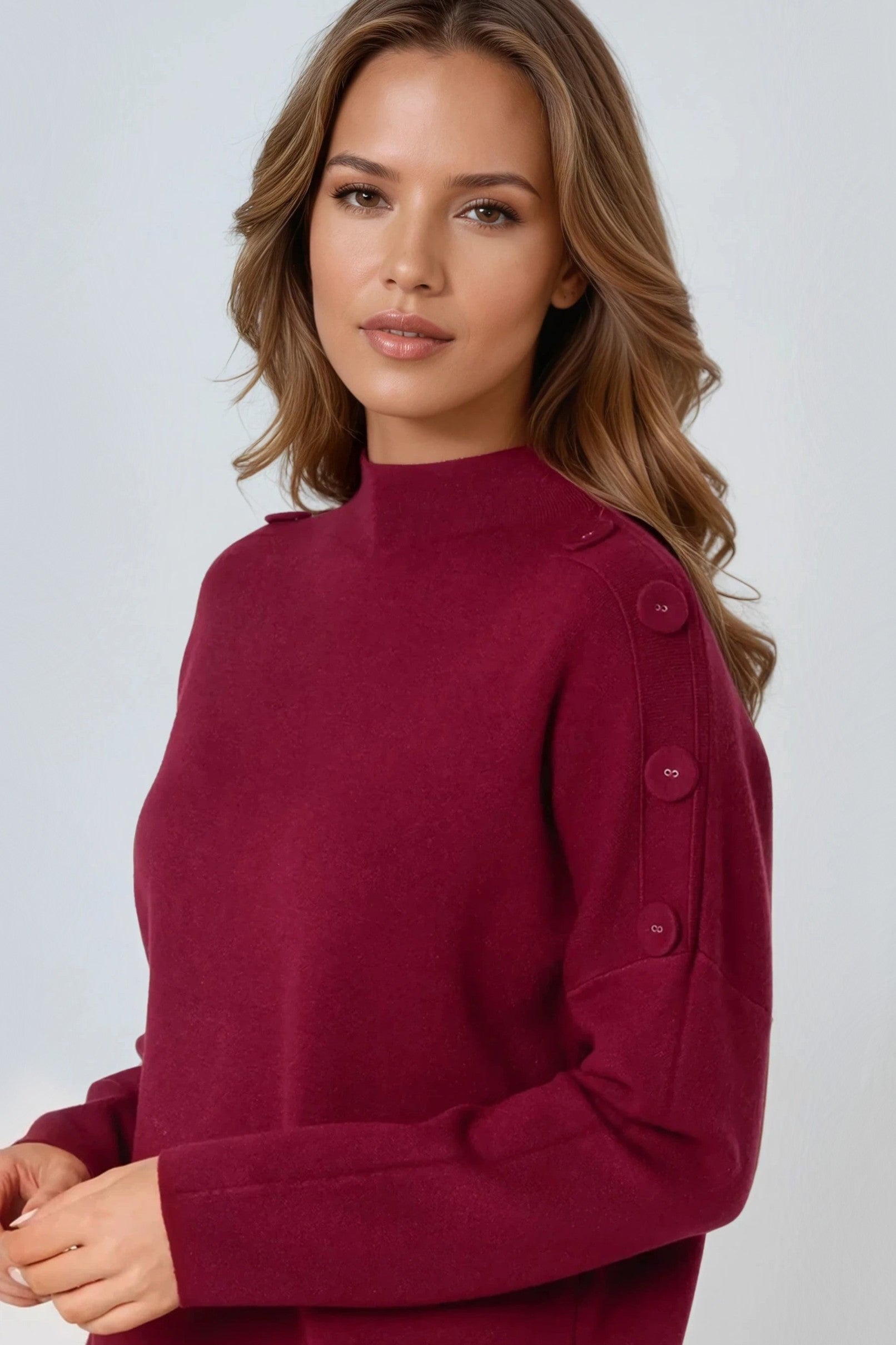 Wine High Neck Jumper