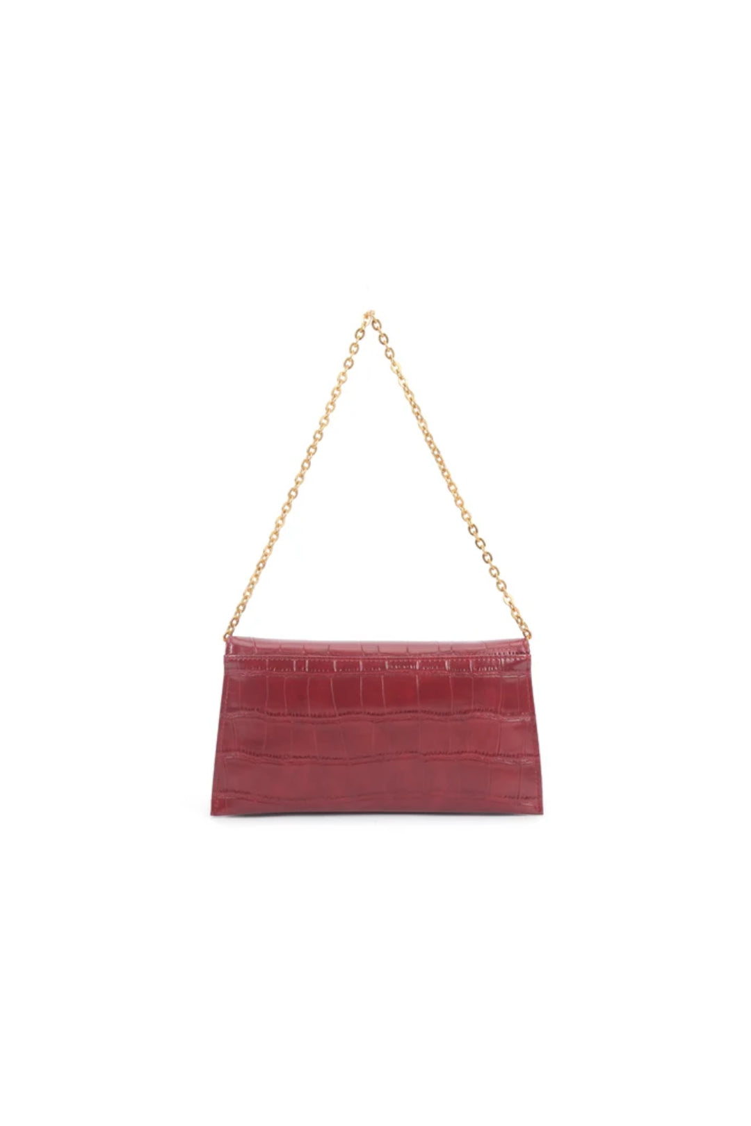 Cherry Red Croc Faux Leather Envelope Clutch Bag