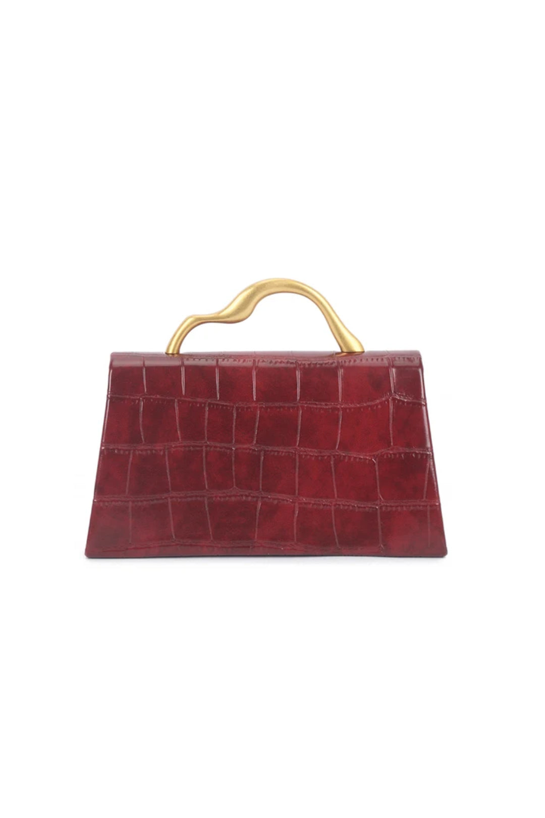 Cherry Red Croc Faux Leather Top Handle Bag