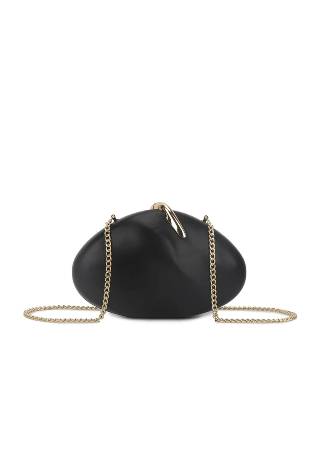 Black Oval Hard Case Evening Clutch Bag