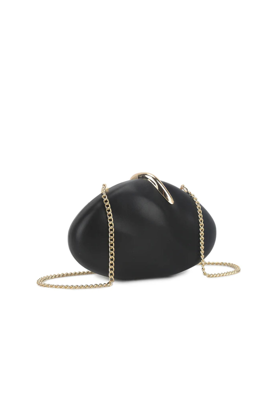 Black Oval Hard Case Evening Clutch Bag