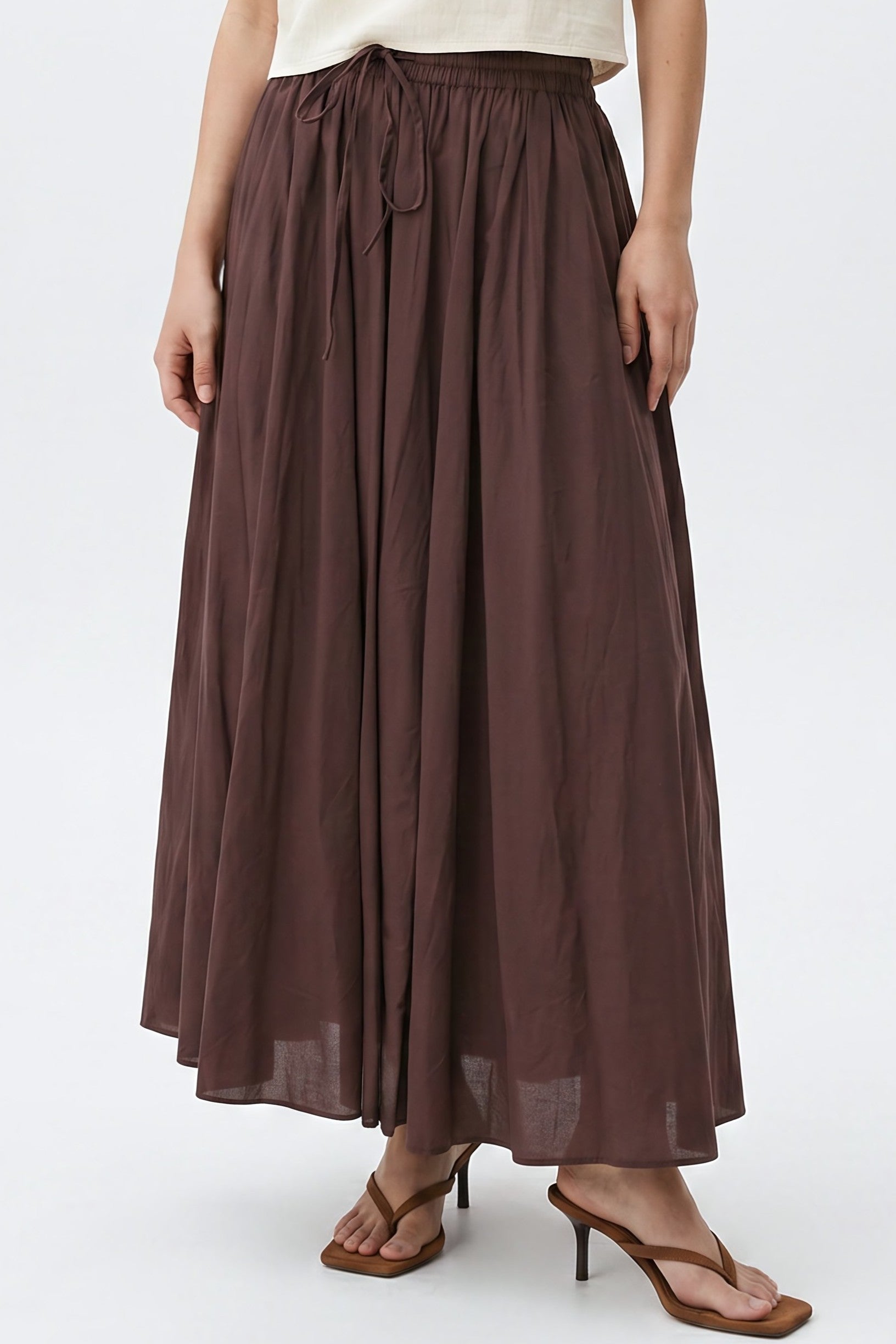 Brown Cotton Maxi Skirt