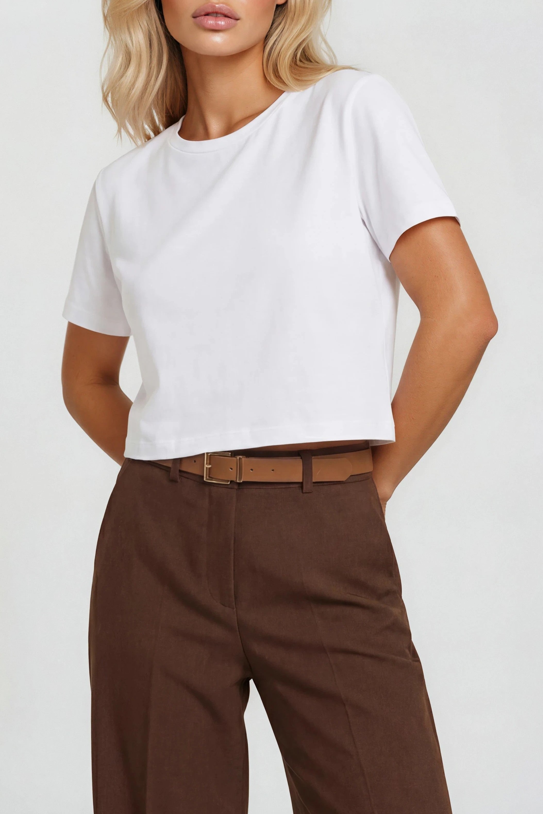 White Cropped Cotton T-Shirt