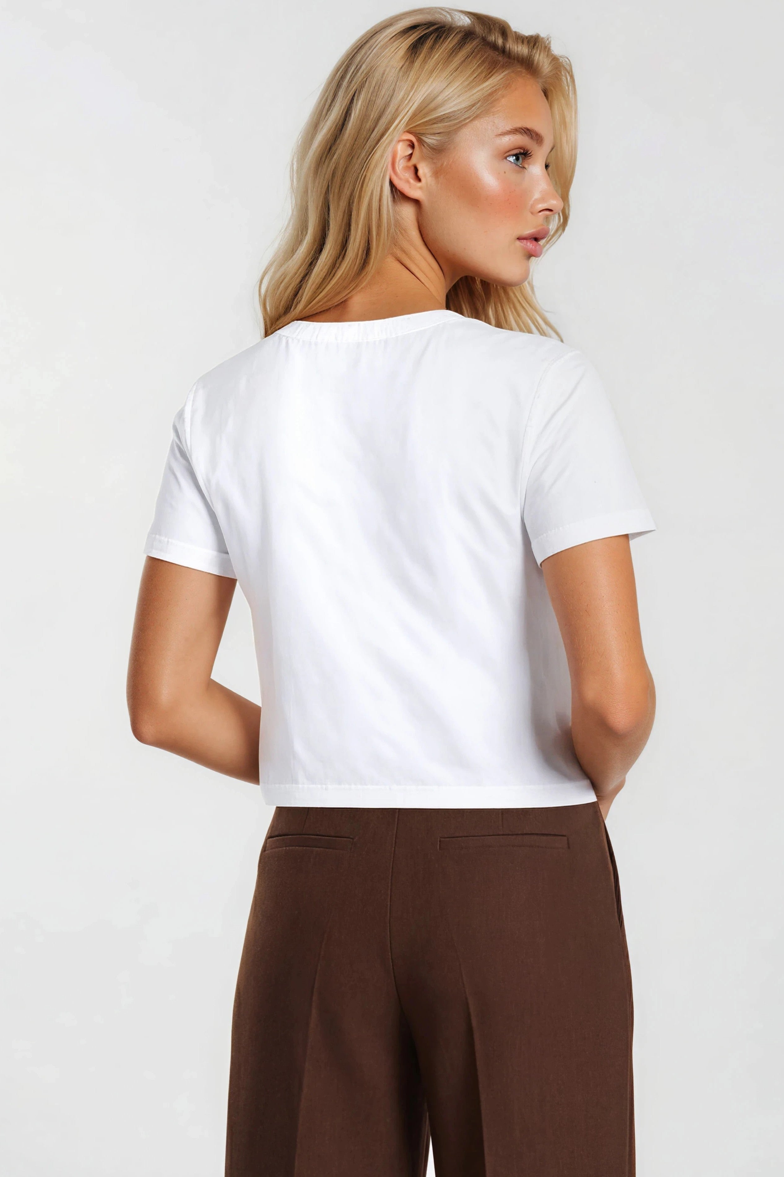 White Cropped Cotton T-Shirt