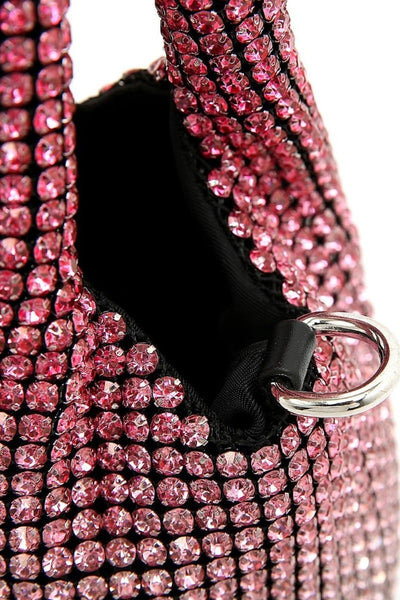 Pink Crystal Top Handle Evening Bag