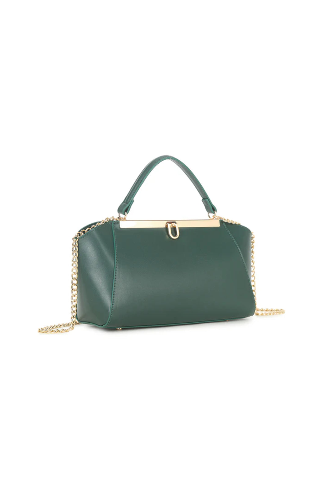 Dark Green Handbag With Detachable Chain