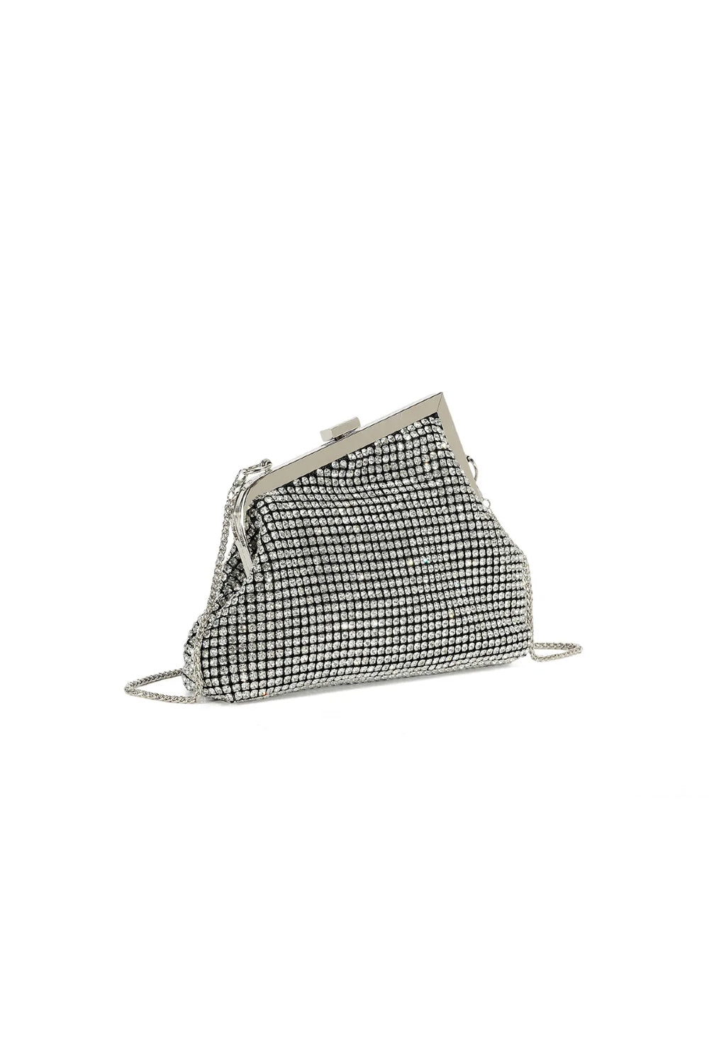 Silver Diamante Asymmetric Evening Bag