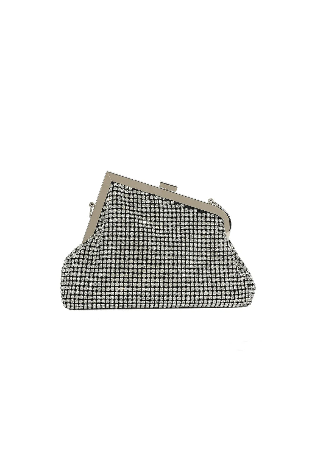 Silver Diamante Asymmetric Evening Bag