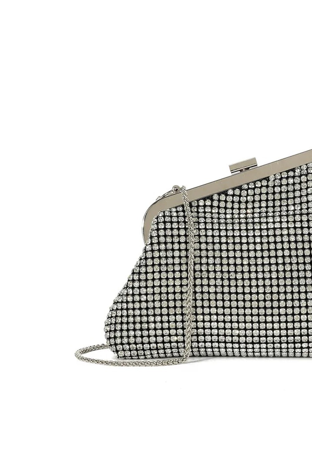 Silver Diamante Asymmetric Evening Bag