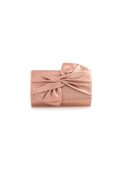 Champagne Evening Clutch Bag with Bow Detail