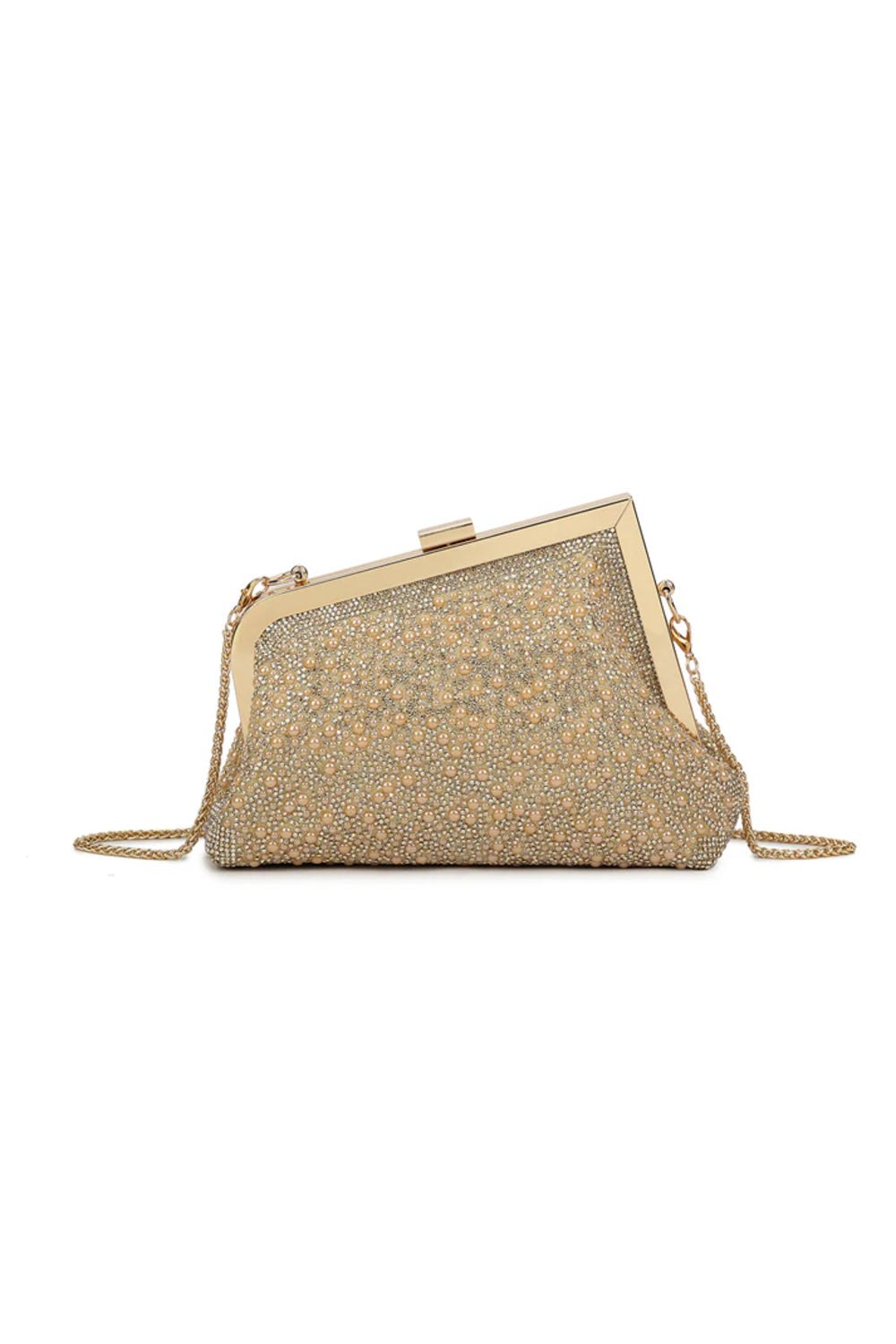 Gold Pearl Asymmetric Evening Bag