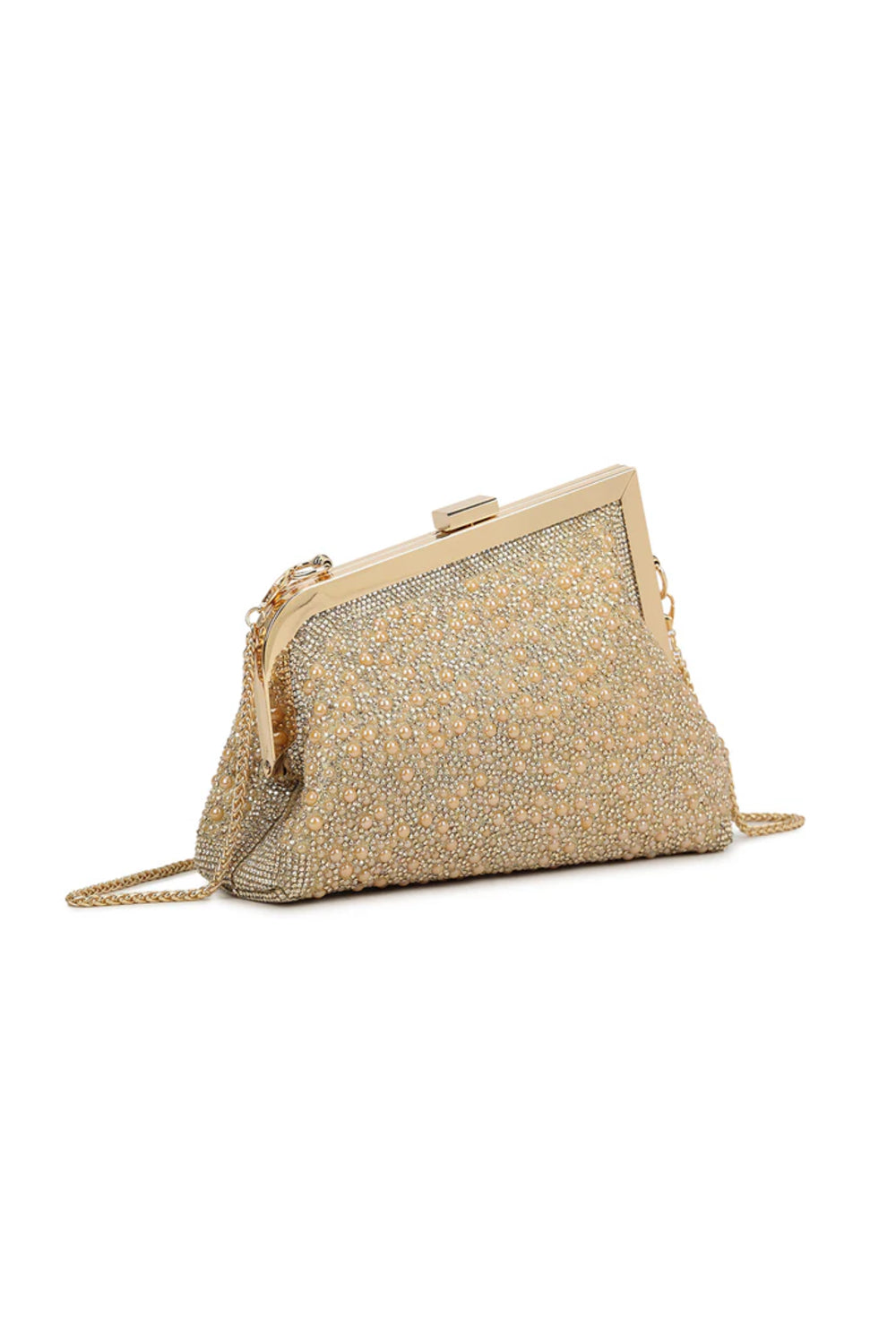 Gold Pearl Asymmetric Evening Bag