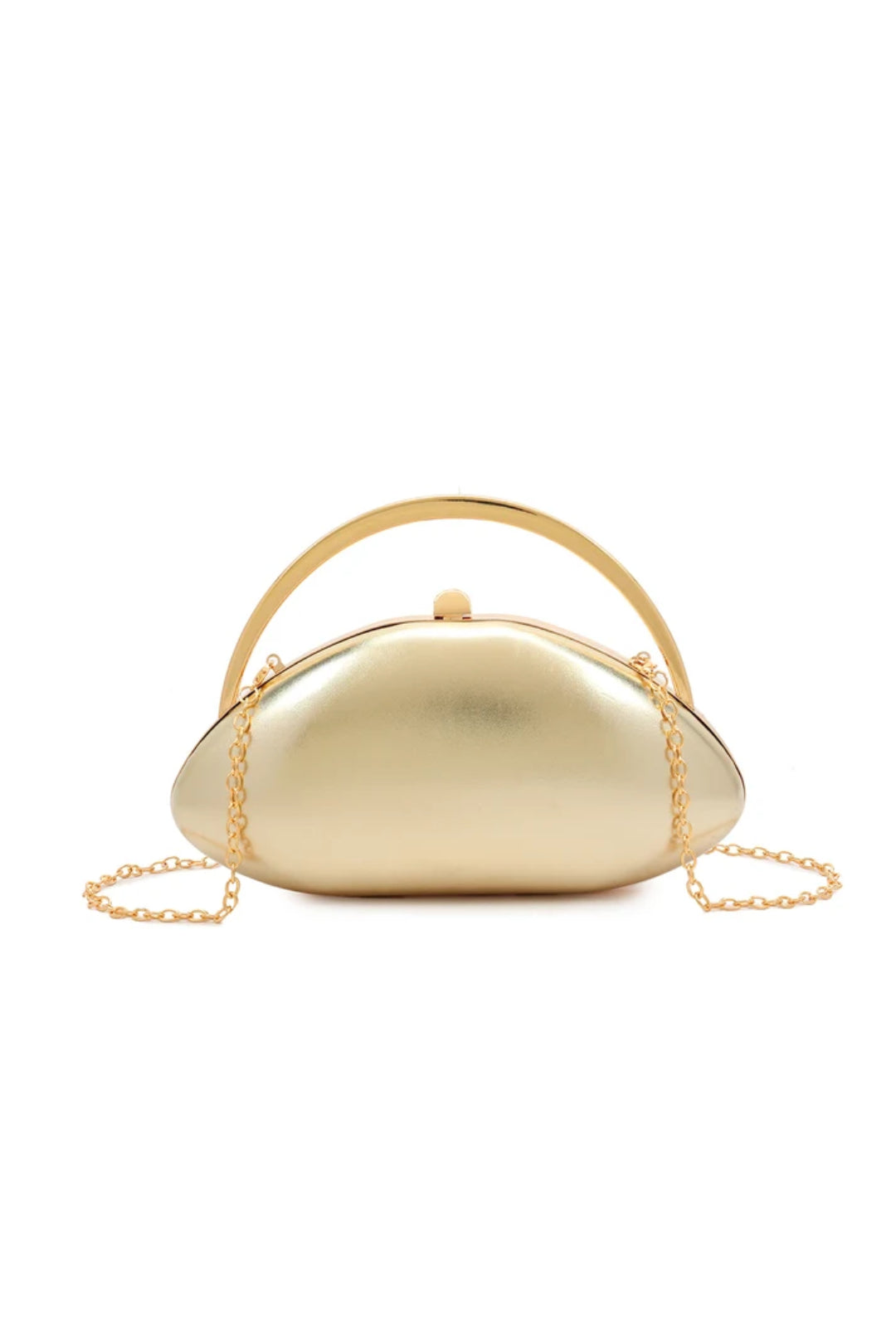 Gold Top Handle Clutch Bag