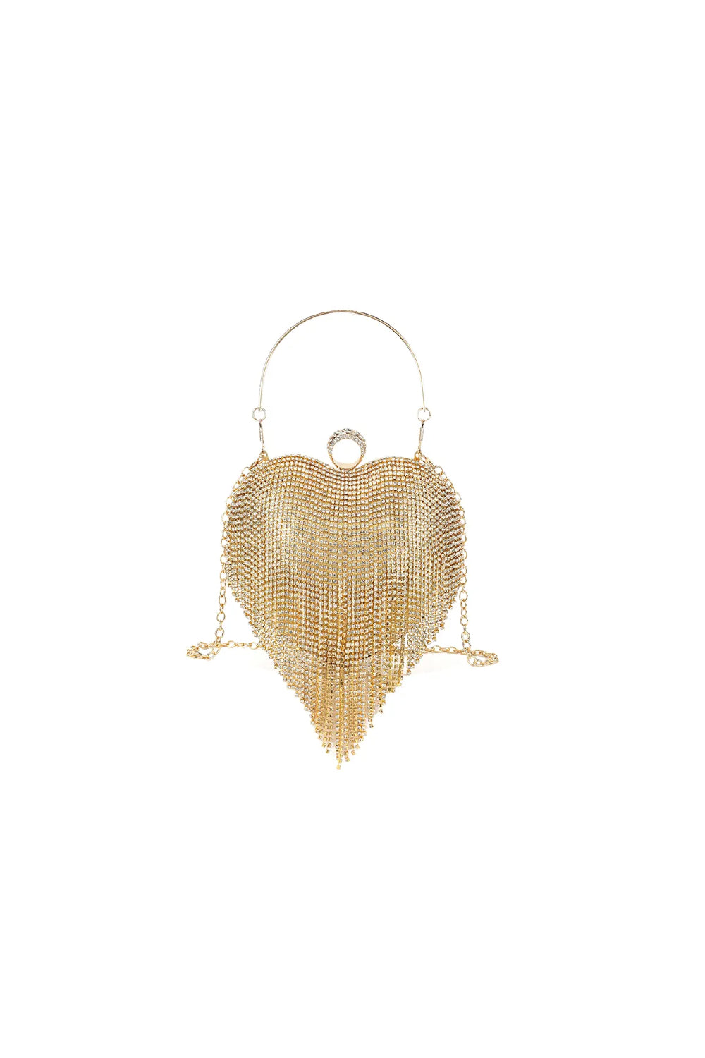 Gold Heart Diamante Evening Bag