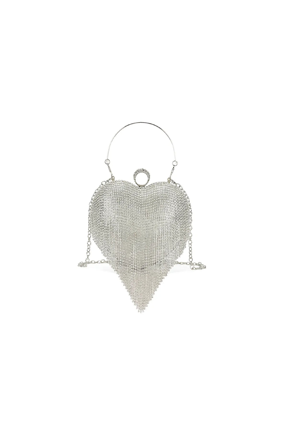 Silver Heart Diamante Evening Bag