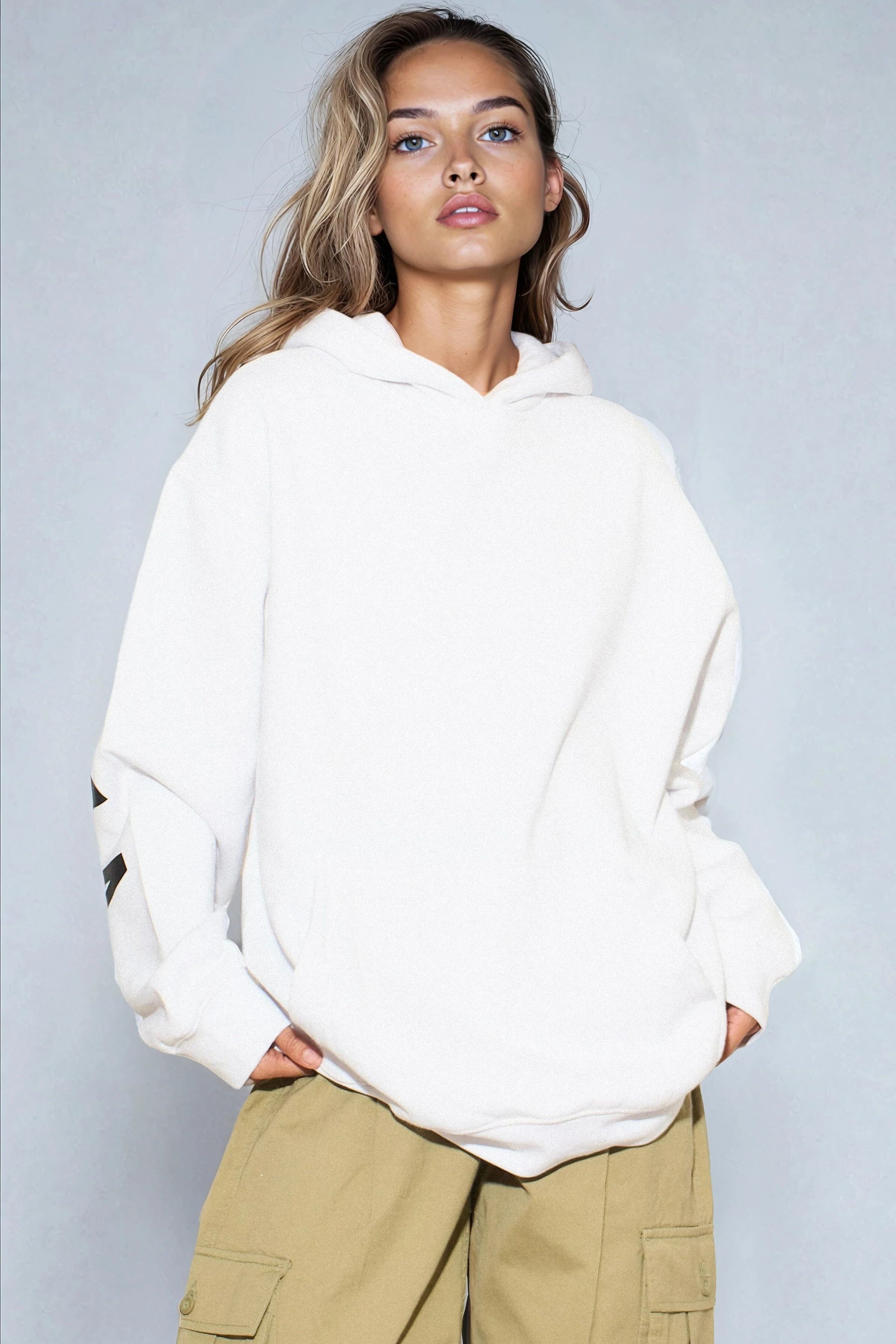 White Aftershock Logo Oversized Hoodie