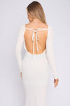 White Long Sleeve Stretch Maxi Dress