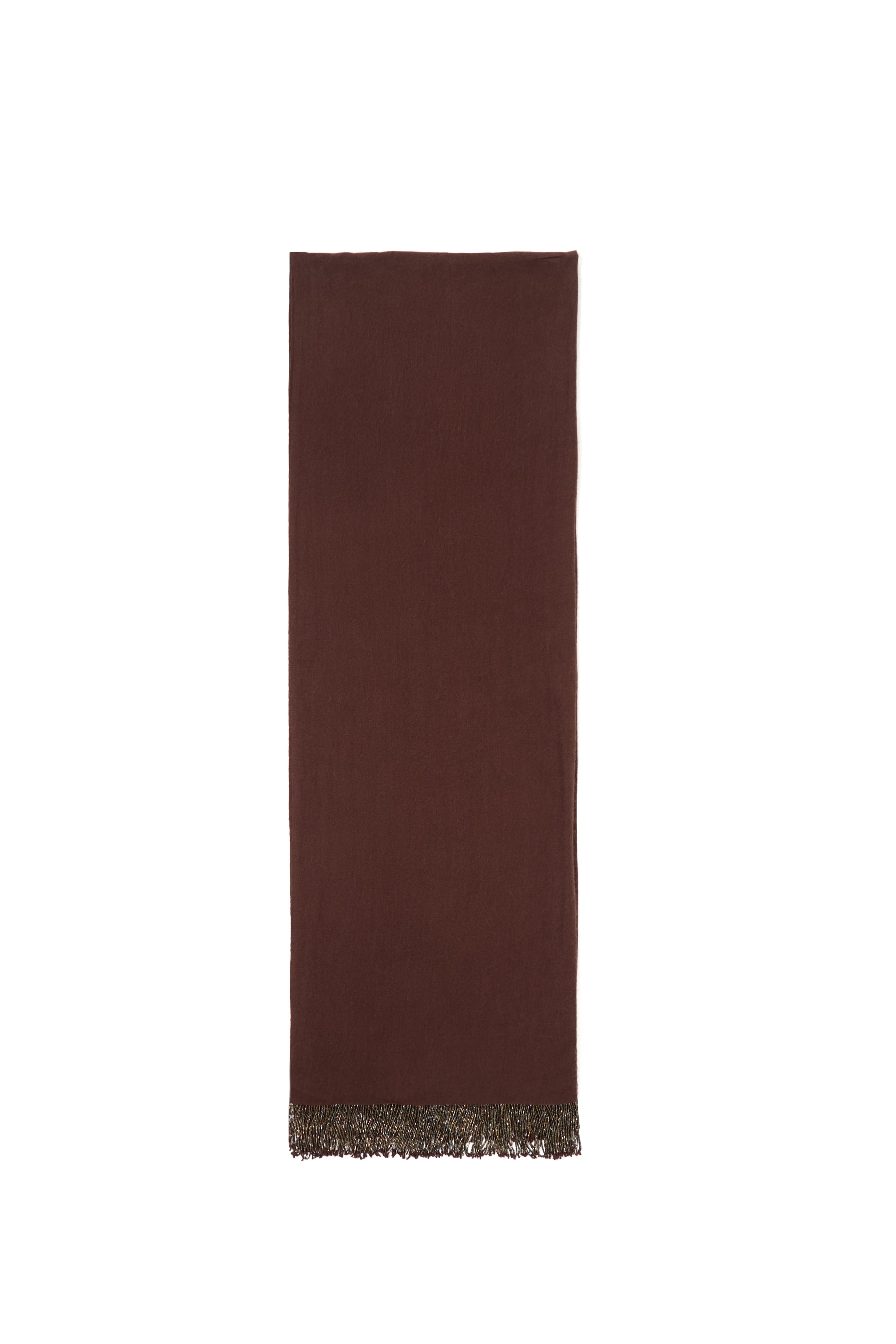 Brown Pashmina Shawl with Beaded Tassels