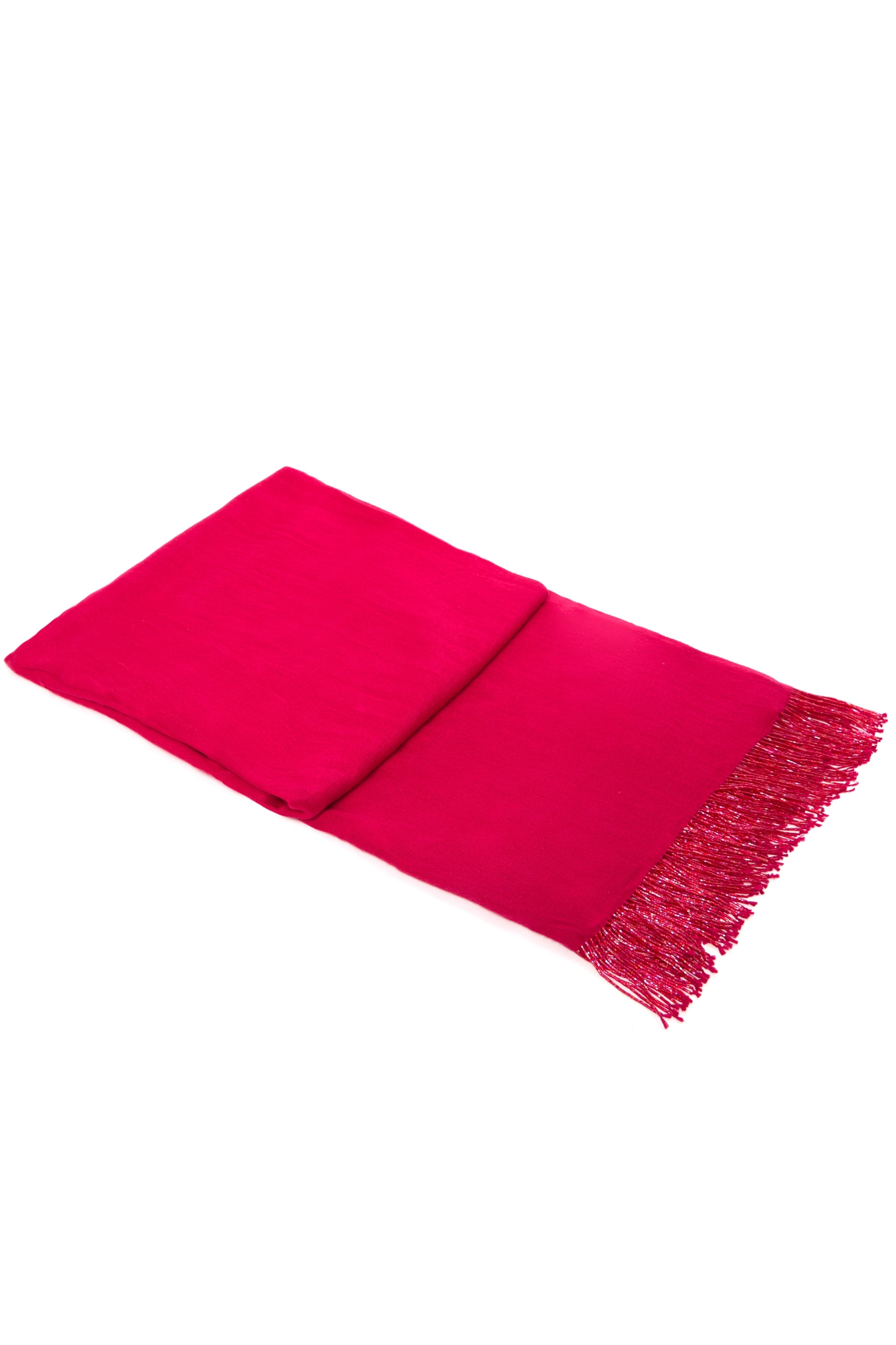 Fuchsia Pashmina Shawl with Beaded Tassels