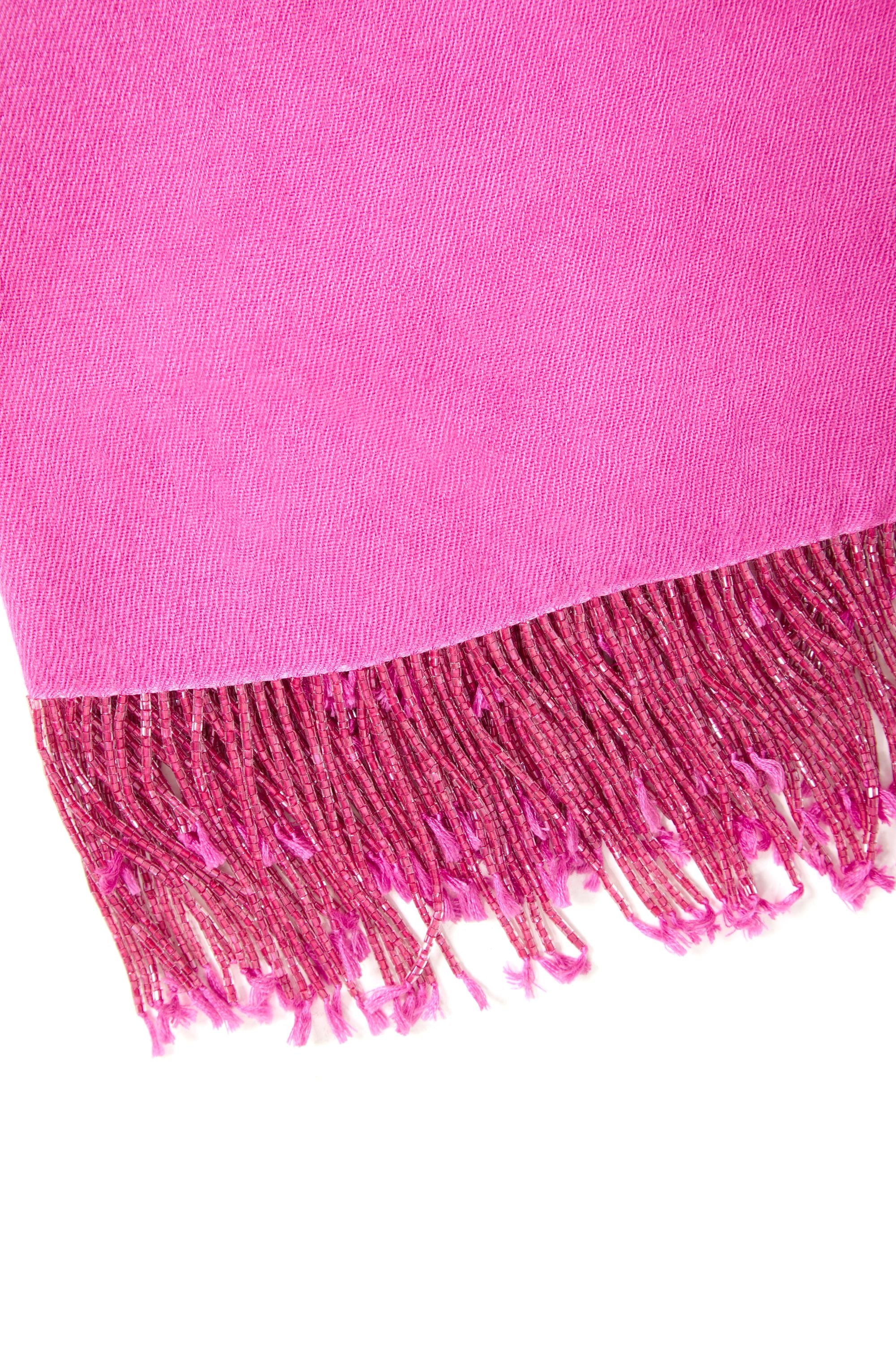 Pink Pashmina Shawl with Beaded Tassels