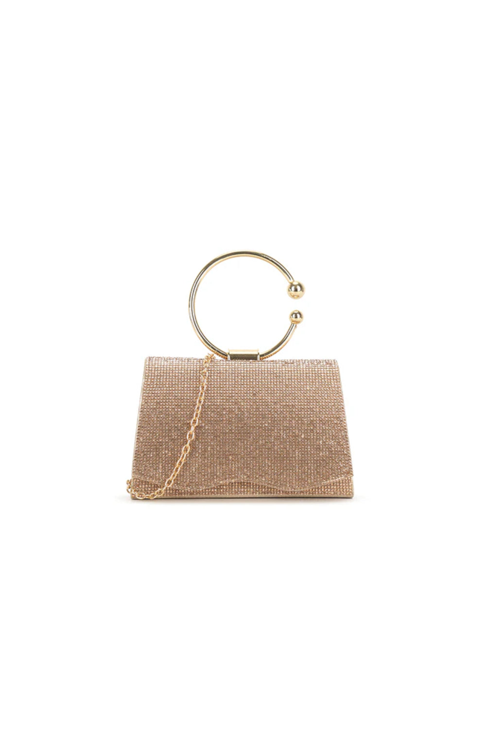Rose Gold Glitter Ring Handle Evening Bag