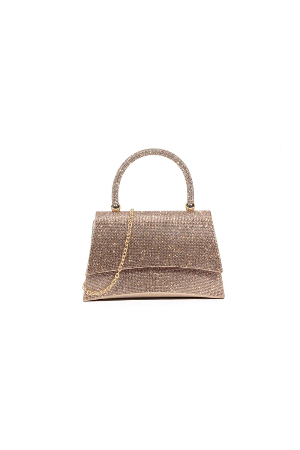 Rose Gold Glitter Top Handle Evening Bag