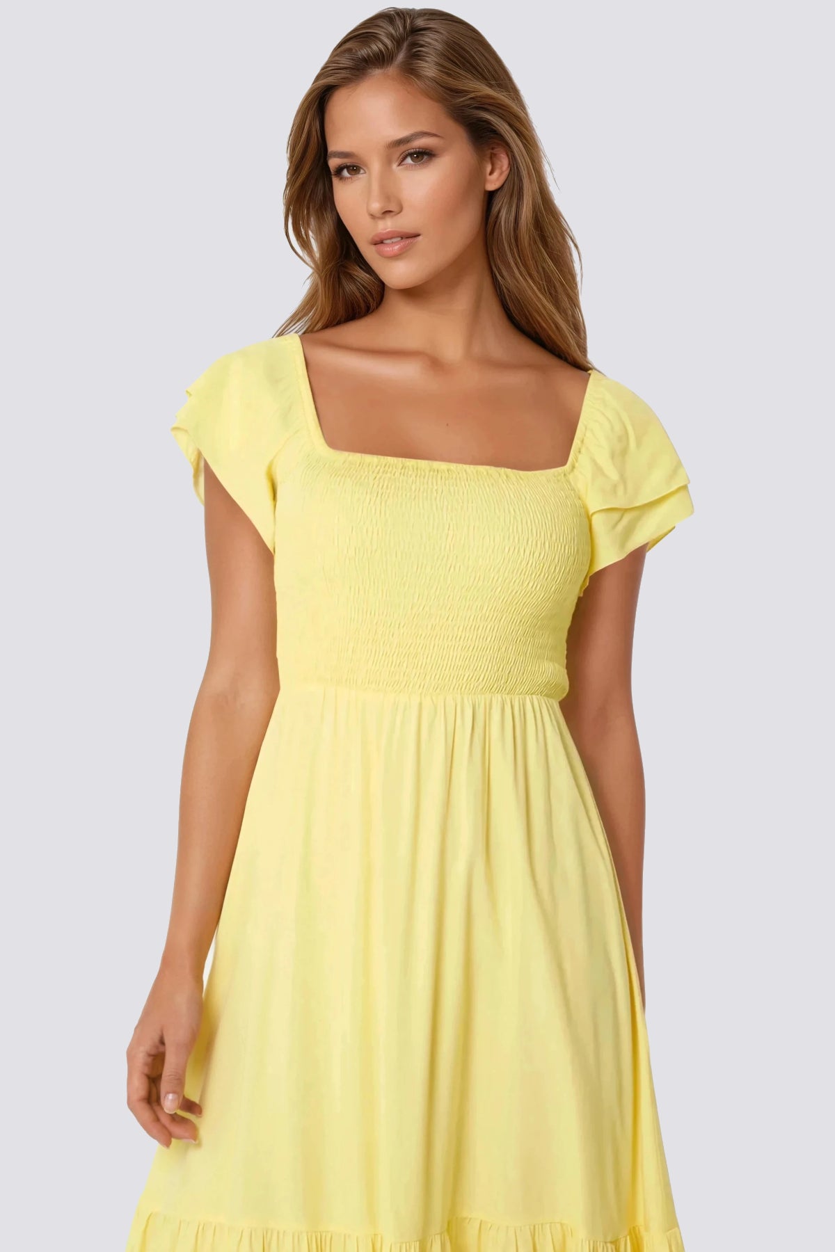 Yellow Smock Midi Dress