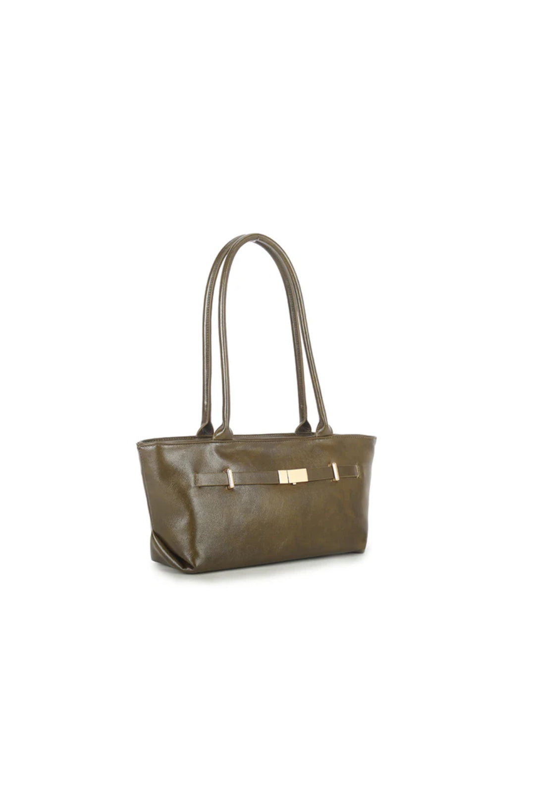 Olive Faux Leather Shoulder Bag