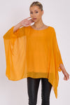 Orange Silk Batwing Sleeve Top Blouse