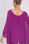 Purple Silk Batwing Sleeve Top Blouse