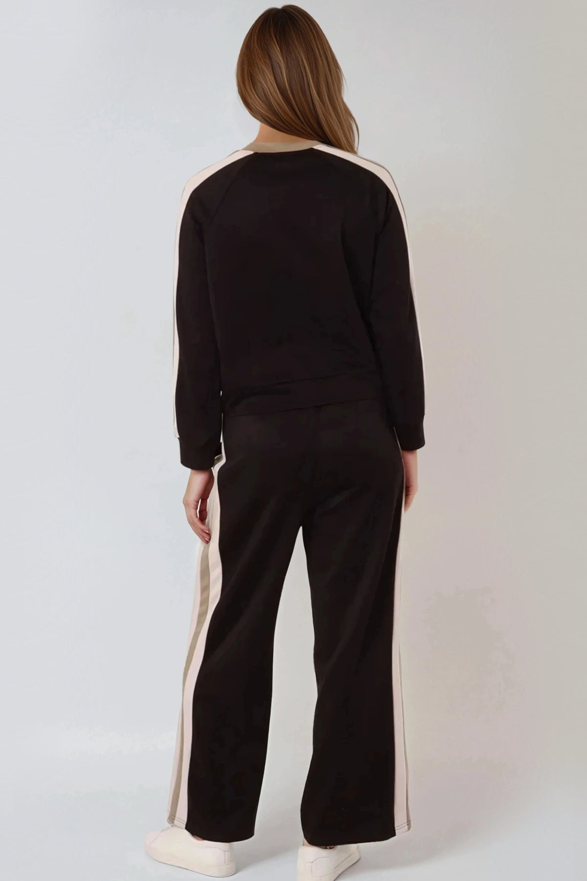 Black Stripe Bomber Jacket & Jogger Set