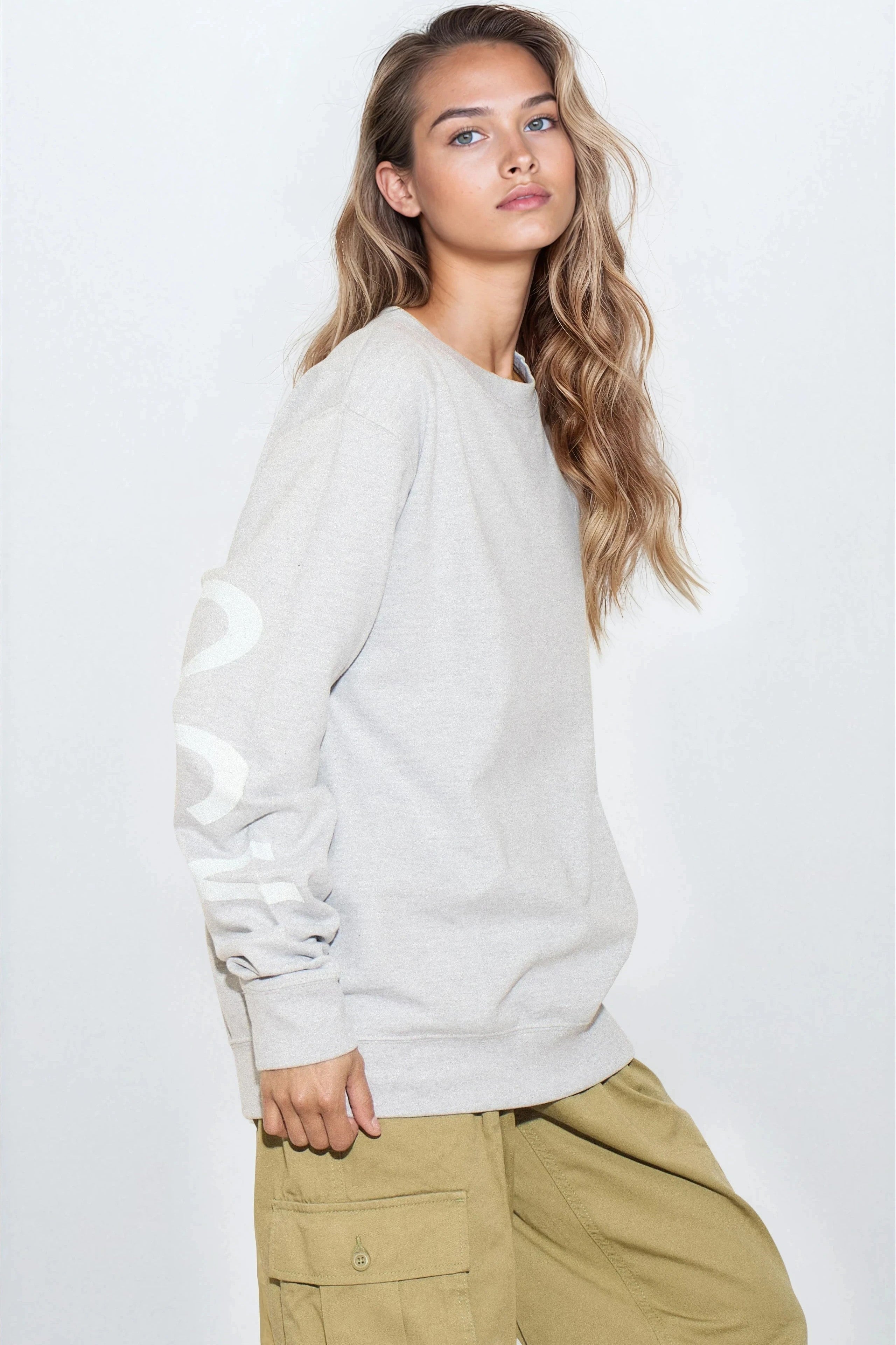 Silver Grey Aftershock Logo Crewneck Oversized Sweatshirt