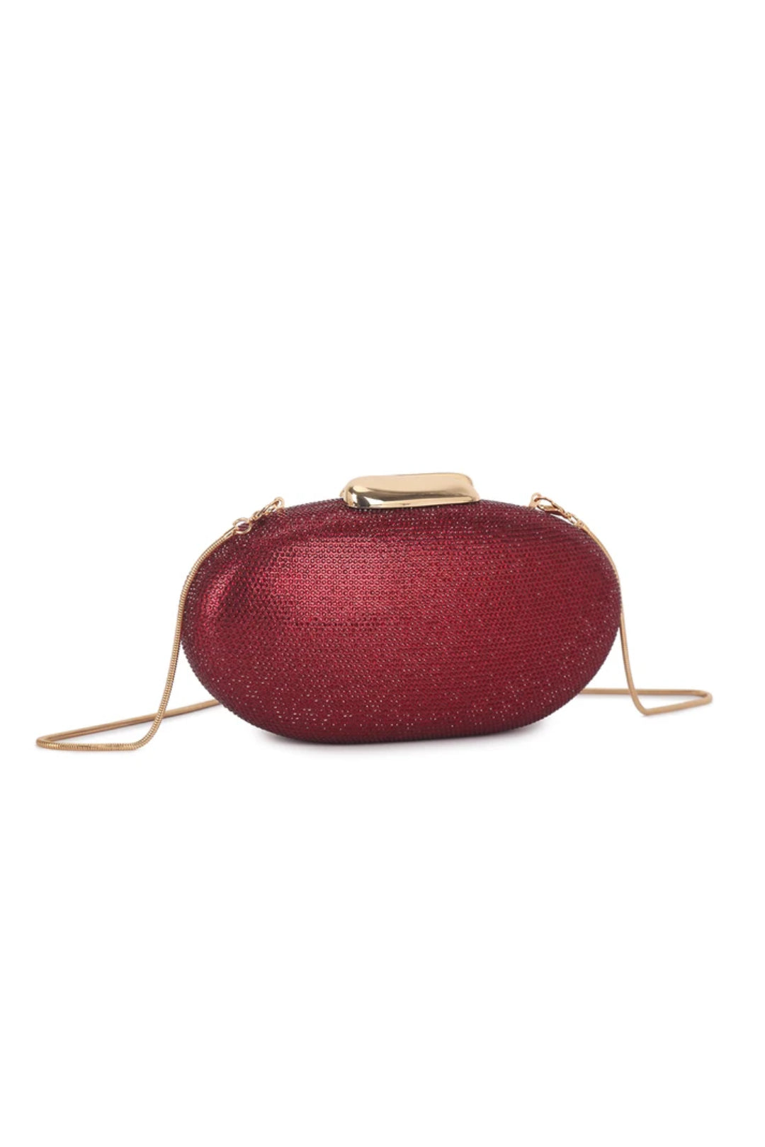 Cherry Red Glitter Oval Evening Clutch Bag