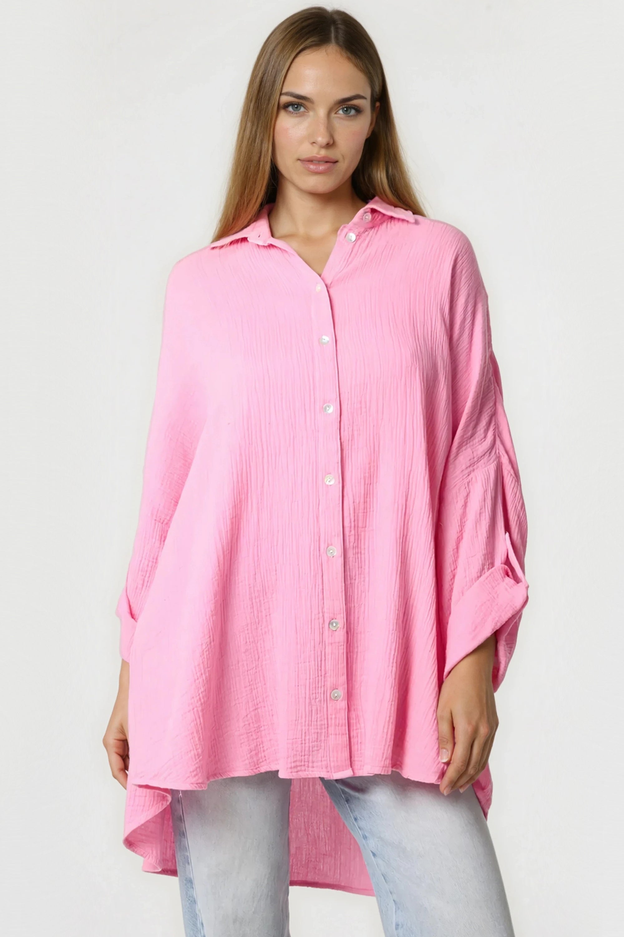 Pink Oversized Cotton Shirt