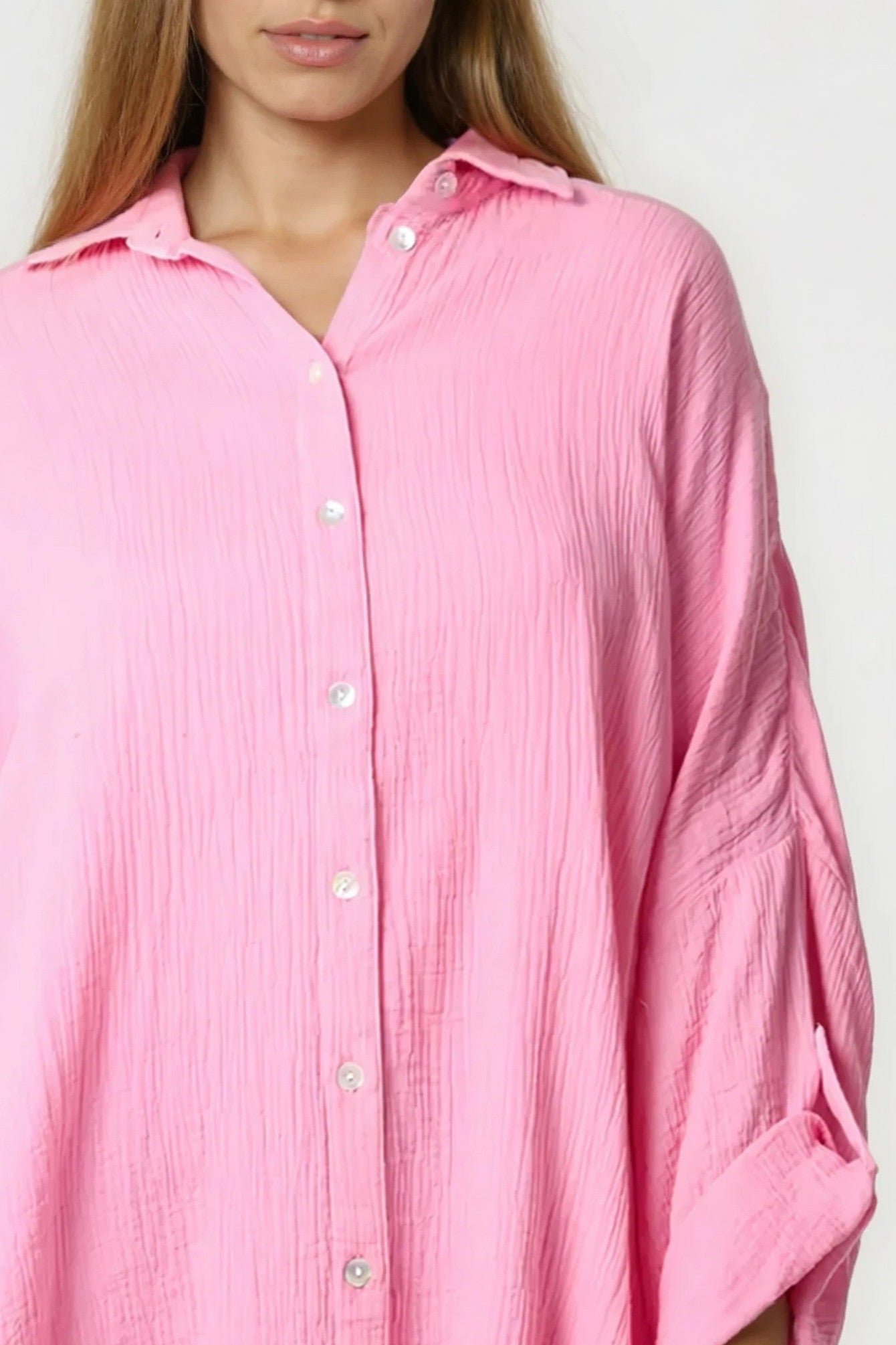 Pink Oversized Cotton Shirt