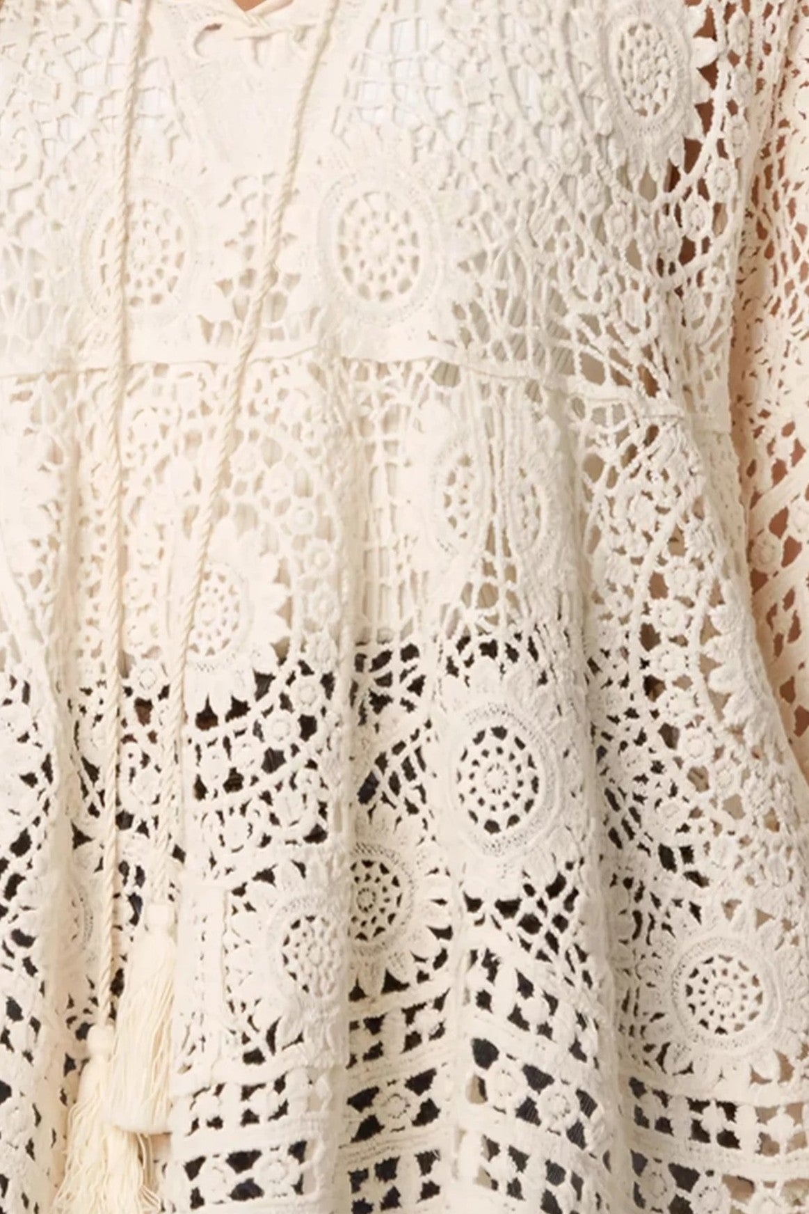 Beige Crochet Cotton Cover‑Up Top