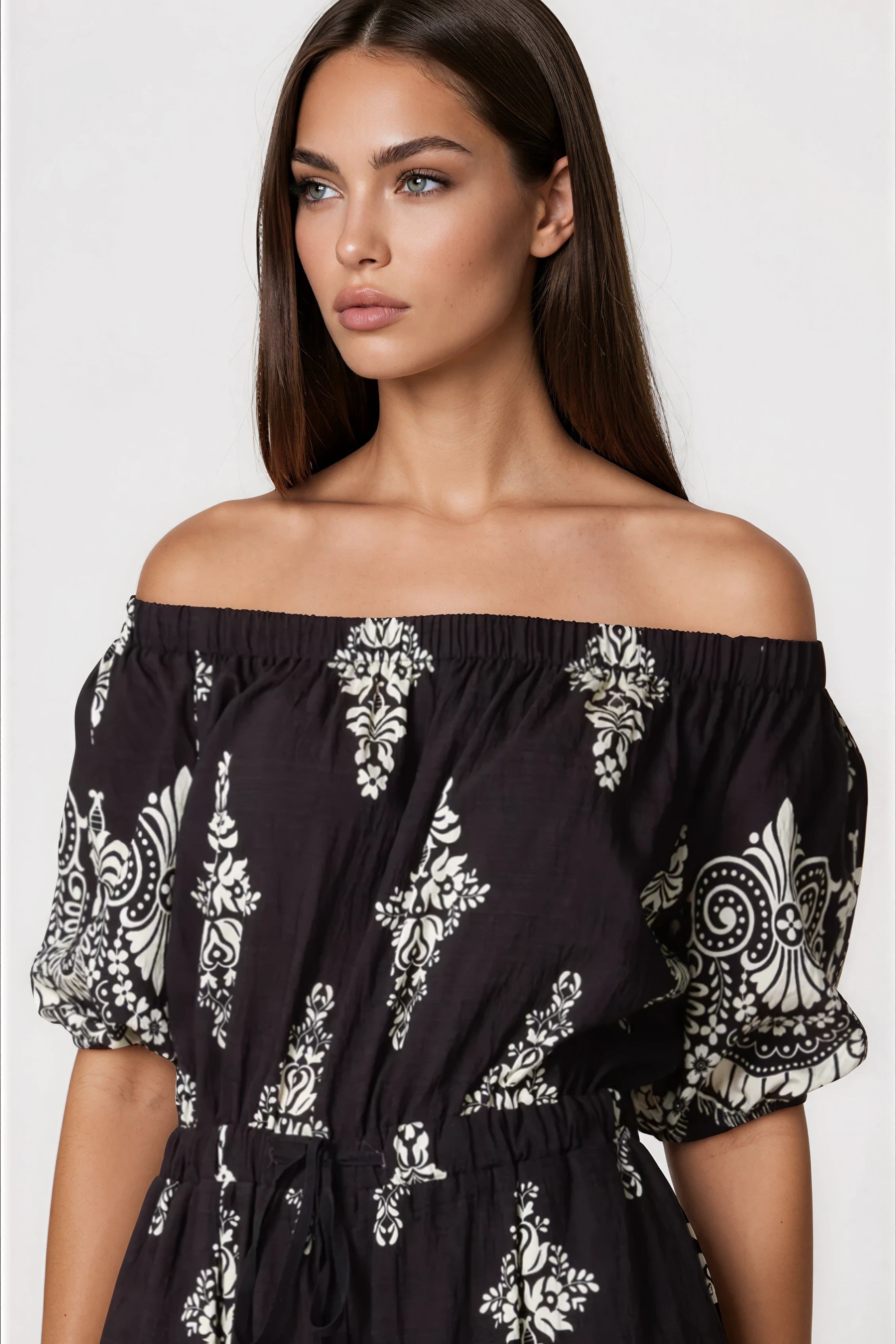 Black Bardot Wide Leg Jumpsuit